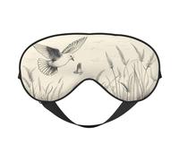 Máscara de ojos con estampado de hierba y paloma, suave y opaca, para mujeres y hombres, noche completa de sueño, viajes