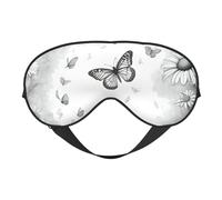 Máscara de ojos con estampado de margaritas y mariposas, cómoda sombra de ojos para dormir por la noche, siestas en casa o viajes