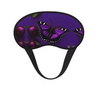 Máscara de ojos con estampado de mariposa y ciruela morada para dormir, suave, cómoda, opaca, para viajes, camping