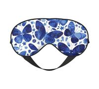 Máscara de ojos con estampado de mariposas azules, cómoda sombra de ojos para dormir por la noche, siestas en casa o viajes