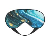 Máscara de ojos con estampado de mármol azul turquesa y dorado, suave y transpirable, adecuada para la siesta, viajes y sueño nocturno