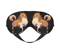 Máscara de ojos con estampado de perro Pomerania, suave y transpirable, adecuada para la siesta, viajes y sueño nocturno