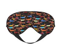 Máscara de ojos con estampado de perro salchicha con texto en inglés "I Love My Dog", versátil y suave, reversible, para meditación y viajes, unisex