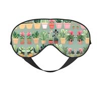 Máscara de ojos con estampado de plantas bonsái para un sueño cómodo, sombra nocturna elástica, perfecta para avión, viajes y meditación