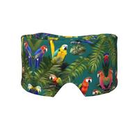 Máscara de ojos con estampado de plantas tropicales y loros, suave y cómoda, para hombres y mujeres