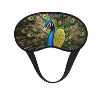 Máscara de ojos con estampado de plumas de pavo real para dormir, máscara de dormir suave y cómoda, máscara opaca para viajes, camping