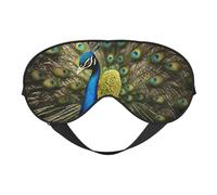 Máscara de ojos con estampado de plumas de pavo real, suave y opaca, para mujeres y hombres, para dormir toda la noche, viajes