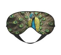 Máscara de ojos con estampado de plumas de pavo real, suave y opaca, para mujeres y hombres, para dormir toda la noche, viajes