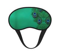 Máscara de ojos con estampado de plumas de pavo real verde, para dormir, suave, cómoda, sombra de ojos, opaca, para viajes, camping