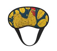 Máscara de ojos con estampado de pollo y hojas amarillas para dormir, antifaz suave y cómoda, opaca, para viajes, camping