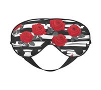 Máscara de ojos con estampado de rosas rojas y negras y blancas, suave, opaca, para mujeres y hombres, para dormir toda la noche, viajes