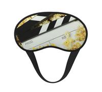 Máscara de ojos con estampado de tablillas de cine y palomitas de maíz con borde negro, con buen efecto de sombreado, es una opción ideal para viajes, meditación, etc
