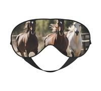 Máscara de ojos con estampado de tres caballos corriendo, con correa ajustable, para siesta, noche, viajes, camping, yoga y relajación