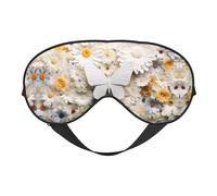 Máscara de ojos con estampado floral blanco y mariposas coloridas para dormir, máscara de sueño que bloquea perfectamente la luz para mujeres y hombres, diadema suave y cómoda para los hombres