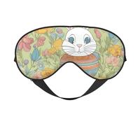 Máscara de ojos con estampado floral de conejo de Pascua, suave y opaca, para mujeres y hombres, para dormir toda la noche, viajes