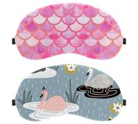 Máscara de ojos de 2 piezas, bonito cisne con corona que llueve para dormir de lado, cero presión ocular con los ojos vendados, bloquea completamente la sombra de ojos ligera