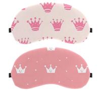 Máscara de ojos de 2 piezas con patrón de corona, máscara de ojos para dormir de lado, sin presión ocular nocturna, cubierta de sueño ajustable, bloquea completamente la sombra de ojos ligera