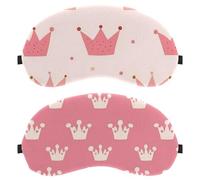 Máscara de ojos de 2 piezas, con patrón de corona, para dormir de lado, cero presión ocular con los ojos vendados, cubierta ajustable para dormir, bloquea completamente la sombra de ojos ligera