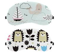 Máscara de ojos de 2 piezas, máscara de ojos para dormir de lado, lindo erizo cero presión ocular venda nocturna, cubierta de sueño ajustable, bloquea completamente la sombra de ojos ligera