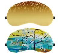 Máscara de ojos de 2 piezas, máscara de ojos para dormir de lado, pintura al óleo de madera Multi Zero Eye Pressure Night Blindvend, cubierta ajustable para dormir, bloquea completamente la sombra de