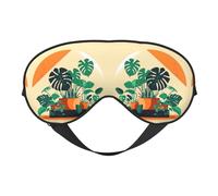 Máscara de ojos de bambú con estampado de tortuga de dibujos animados, diseño ajustable, bloqueo de luz y transpirable, adecuado para descansar y viajar.