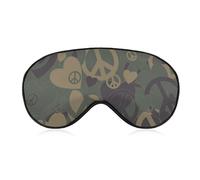 Máscara de ojos de camuflaje militar amor y pacifismo cubierta para dormir con los ojos vendados y correa ajustable para dormir y viajar