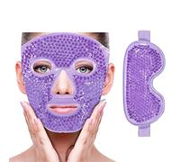 Máscara de ojos de cara de hielo refrescante para reducir la hinchazón, ojeras, sinusitis, enrojecimiento, alivio del dolor, ojeras oscuras, migrañas(púrpura(1 máscara para los ojos+1 mascarilla))