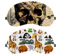 Máscara de ojos de diseño con animales salvajes, 2 piezas, máscara de ojos para dormir de lado, sin presión ocular nocturna, cubierta de sueño ajustable, bloquea completamente la sombra de ojos ligera