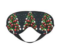 Máscara de ojos de doble cara con estampado de árbol de Navidad, bloqueo suave y ligero para mejorar la calidad del sueño