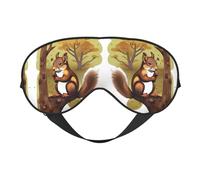 Máscara de ojos de doble cara con estampado de ardilla que come nueces, diseño ajustable, bloquea la luz y transpirable, adecuada para descansar y viajar.