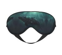 Máscara de ojos de doble cara con estampado de ballena submarina, bloqueo suave y ligero para mejorar la calidad del sueño