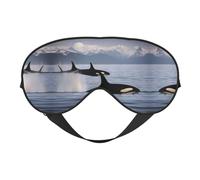 Máscara de ojos de doble cara con estampado de ballenas asesinas, cubierta suave para viajes, máscara de dormir nocturna para hombres y mujeres