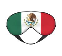 Máscara de ojos de doble cara con estampado de bandera de México, diseño ajustable, bloqueo de luz y transpirable, adecuado para descansar y viajar.