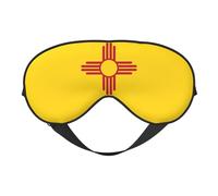 Máscara de ojos de doble cara con estampado de bandera de Nuevo México, diseño ajustable, bloqueo de luz y transpirable, adecuado para descansar y viajar.
