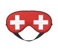 Máscara de ojos de doble cara con estampado de bandera suiza, diseño ajustable, bloqueo de luz y transpirable, adecuado para descansar y viajar.