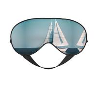 Máscara de ojos de doble cara con estampado de barcos de vela, cobertura suave para los ojos, para viajes, para dormir por la noche, para hombres y mujeres