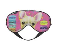 Máscara de ojos de doble cara con estampado de bulldog francés, para hombres y mujeres, suave y cómoda para viajar
