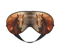 Máscara de ojos de doble cara con estampado de caballo con melena que fluye, diseño ajustable, bloqueo de luz y transpirable, adecuado para descansar y viajar.