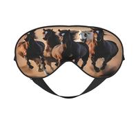 Máscara de ojos de doble cara con estampado de caballos corriendo, máscara de ojos para dormir para hombres y mujeres, suave y cómoda para viajar
