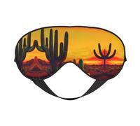 Máscara de ojos de doble cara con estampado de cactus en el desierto, bloqueo suave y ligero para mejorar la calidad del sueño