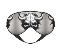 Máscara de ojos de doble cara con estampado de calavera de toro, bloqueo suave y ligero para mejorar la calidad del sueño