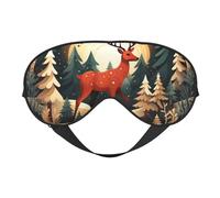 Máscara de ojos de doble cara con estampado de ciervo de Feliz Navidad, máscara de ojos opaca, máscara de ojos para dormir toda la noche para mujeres y hombres