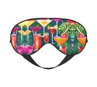 Máscara de ojos de doble cara con estampado de cóctel tropical, bloqueo suave y ligero para mejorar la calidad del sueño