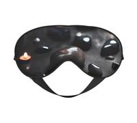Máscara de ojos de doble cara con estampado de corazón misterioso negro, diseño ajustable, bloqueo de luz y transpirable, adecuado para descansar y viajar.
