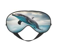Máscara de ojos de doble cara con estampado de delfín divertido que te mira, máscara de ojos para dormir para hombres y mujeres, suave y cómoda para viajar
