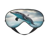 Máscara de ojos de doble cara con estampado de delfín divertido que te mira, máscara de ojos para dormir para hombres y mujeres, suave y cómoda para viajar