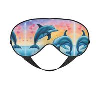 Máscara de ojos de doble cara con estampado de delfines enamorados, cubierta suave para viajes, máscara de dormir nocturna para hombres y mujeres