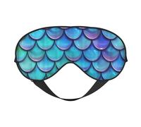 Máscara de ojos de doble cara con estampado de escamas de pez verde azulado, máscara opaca para dormir toda la noche, para mujeres y hombres