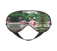Máscara de ojos de doble cara con estampado de flamencos y piñas, bloqueo suave y ligero para mejorar la calidad del sueño
