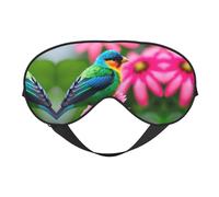 Máscara de ojos de doble cara con estampado de flores coloridas y pájaros, suave y bloqueo de luz para mejorar la calidad del sueño